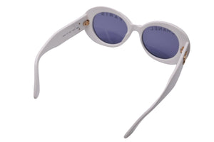 CHANEL シャネル サングラス ココマーク オーバル レンズロゴ 01947 10601 ホワイト ゴールド金具 美品 中古 57195