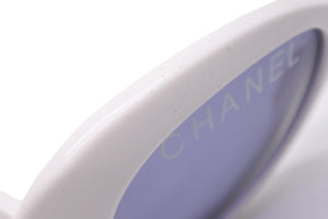 CHANEL シャネル サングラス ココマーク オーバル レンズロゴ 01947 10601 ホワイト ゴールド金具 美品 中古 57195