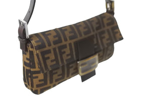新品同様品 FENDI フェンディ ズッカ柄 マンマバケット ワンショルダーバッグ ブラウン コットンキャンバス レザー 中古 57204