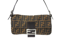 Load image into Gallery viewer, FENDI フェンディ ズッカ柄 マンマバケット ワンショルダーバッグ ブラウン コットンキャンバス レザー 美品 中古 57205