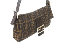 Load image into Gallery viewer, FENDI フェンディ ズッカ柄 マンマバケット ワンショルダーバッグ ブラウン コットンキャンバス レザー 美品 中古 57205