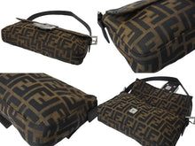 Load image into Gallery viewer, FENDI フェンディ ズッカ柄 マンマバケット ワンショルダーバッグ ブラウン コットンキャンバス レザー 美品 中古 57205