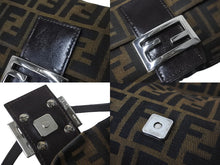 Load image into Gallery viewer, FENDI フェンディ ズッカ柄 マンマバケット ワンショルダーバッグ ブラウン コットンキャンバス レザー 美品 中古 57205