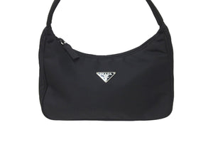 PRADA プラダ ハンドバッグ ワンショルダーバッグ テスート 三角ロゴプレート ナイロン ブラック シルバー金具 美品 中古 57206