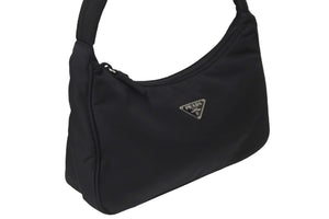PRADA プラダ ハンドバッグ ワンショルダーバッグ テスート 三角ロゴプレート ナイロン ブラック シルバー金具 美品 中古 57206