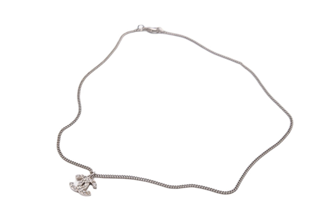 極美品 CHANEL シャネル ネックレス アクセサリー シルバー ココマーク F12V ラインストーン GP 中古 57209