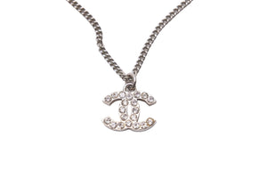 極美品 CHANEL シャネル ネックレス アクセサリー シルバー ココマーク F12V ラインストーン GP 中古 57209