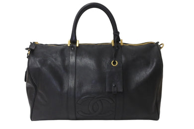 CHANEL シャネル ボストンバッグ キャビアスキン ブラック 3番台 ココマーク ゴールド金具 鞄 ロゴ 良品 中古 57211