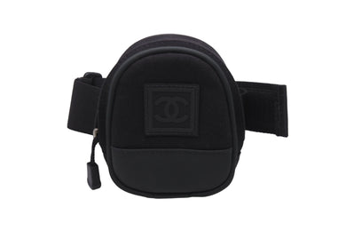 CHANEL シャネル スポーツライン アームポーチ 8番台 キャンバス マジックテープ ブラック グリーン 美品 中古 57212