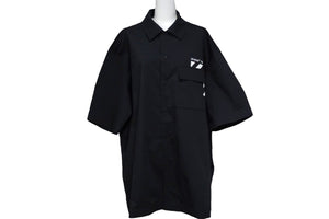 極美品 OFF-WHITE オフホワイト 半袖シャツ ブラック コットン ポリエステル エラスタン サイズXL 中古 57221