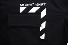 Load image into Gallery viewer, 極美品 OFF-WHITE オフホワイト 半袖シャツ ブラック コットン ポリエステル エラスタン サイズXL 中古 57221