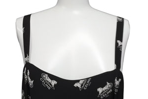 CELINE セリーヌ ワンピース ジャンプスーツ 馬車ロゴ ブラック シルク フランス製 サイズ36 美品 中古 57227