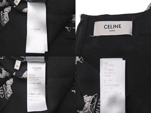 CELINE セリーヌ ワンピース ジャンプスーツ 馬車ロゴ ブラック シルク フランス製 サイズ36 美品 中古 57227