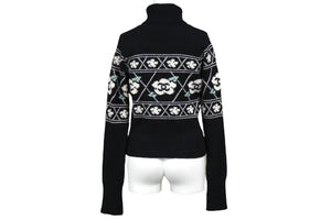 CHANEL シャネル カシミヤ タートルネック セーター 95A カメリアココマーク ブラック P05576V00254 美品 中古 57239