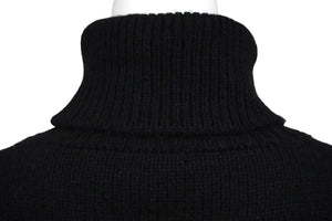 CHANEL シャネル カシミヤ タートルネック セーター 95A カメリアココマーク ブラック P05576V00254 美品 中古 57239
