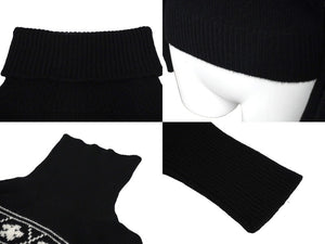 CHANEL シャネル カシミヤ タートルネック セーター 95A カメリアココマーク ブラック P05576V00254 美品 中古 57239