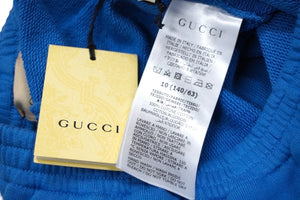 グッチ GUCCI キッズ ロゴ プリント ストレートレッグ パンツ スウェットパンツ 660770 XJDK9 ブルー 10 140 良品 中古 57250