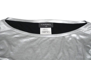 CHANEL シャネル 長袖Ｔシャツ ビッグCCロゴTシャツ サイズ38 シルバー AW002 P43485K04412 美品 中古 57254