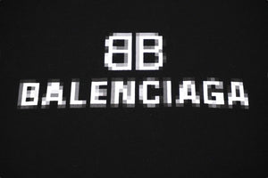 BALENCIAGA バレンシアガ ピクセルロゴ オーバーサイズ Tシャツ 21AW ブラック コットン M 612966 TKV17 美品 中古 57255