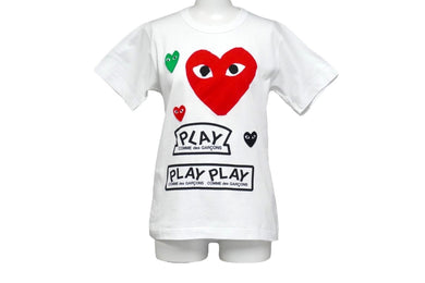 極美品 プレイコムデギャルソン PLAY COMME des GARCONS Tシャツ AZ-T279 ホワイト タグ付き 中古 57275