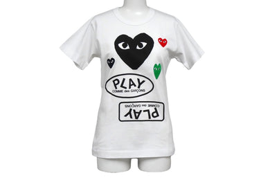 極美品 プレイコムデギャルソン PLAY COMME des GARCONS Tシャツ AZ-T281 ホワイト S タグ付き 中古 57278
