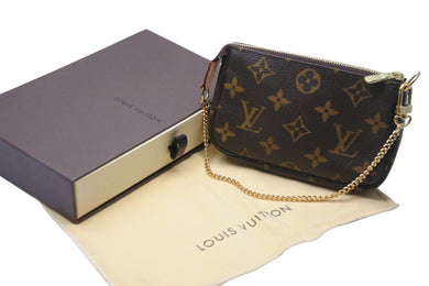 新品同様 LOUIS VUITTON ルイヴィトン ポーチ M58009 モノグラム ミニポシェット アクセソワール ブラウン ゴールド金具 中古 57293