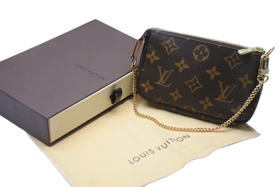 新品同様 LOUIS VUITTON ルイヴィトン ポーチ M58009 モノグラム ミニポシェット アクセソワール ブラウン ゴールド金具 中古 57293