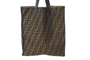 FENDI フェンディ トートバッグ ハンドバッグ ズッカ 8BH173 キャンバス レザー ブラウン 1990-2000S ユニセックス 美品 中古 57301