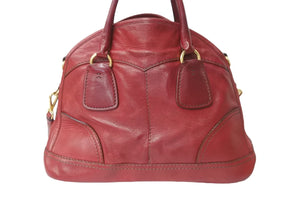 PRADA プラダ 2WAY ハンドバッグ ショルダーバッグ ロゴ レザー レッド ゴールド金具 ユニセックス 良品 中古 57303