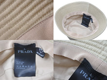 Load image into Gallery viewer, PRADA プラダ RE-NYLON バケットハット ロゴ プレート ナイロン 帽子 1HC137 ベージュ サイズL 美品 中古 57326