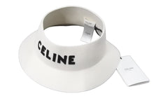 Load image into Gallery viewer, 新品同様 CELINE セリーヌ クラウンレスハット 帽子 ブランドロゴ 2AUV3749Q 毛 ホワイト ブラック ユニセックス L 中古 57328