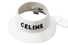 Load image into Gallery viewer, 新品同様 CELINE セリーヌ クラウンレスハット 帽子 ブランドロゴ 2AUV3749Q 毛 ホワイト ブラック ユニセックス L 中古 57328