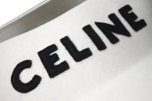 新品同様 CELINE セリーヌ クラウンレスハット 帽子 ブランドロゴ 2AUV3749Q 毛 ホワイト ブラック ユニセックス L 中古 57328