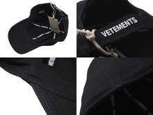 画像をギャラリービューアに読み込む, VETEMENTS ヴェトモン ベースボールキャップ 帽子 UE51CA700B 2021年春夏 コットン ブラック ホワイト ロゴ 美品 中古 57330 