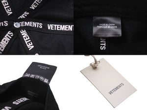 極美品 VETEMENTS ヴェトモン ベースボールキャップ 帽子 ロゴ UE51CA200B 2021SS ブラック コットン 中古 57332 