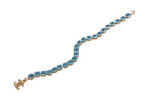 Load image into Gallery viewer, CHANEL シャネル ブレスレット ヴィンテージ ココマーク ゴールド 水色 GP ラインストーン 美品 中古 57343