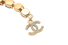 Load image into Gallery viewer, CHANEL シャネル ブレスレット ヴィンテージ ココマーク ゴールド 水色 GP ラインストーン 美品 中古 57343