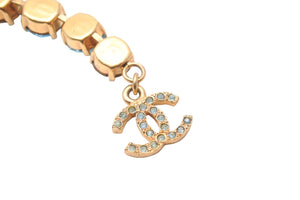 CHANEL シャネル ブレスレット ヴィンテージ ココマーク ゴールド 水色 GP ラインストーン 美品 中古 57343