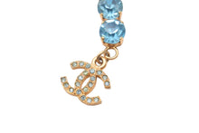 Load image into Gallery viewer, CHANEL シャネル ブレスレット ヴィンテージ ココマーク ゴールド 水色 GP ラインストーン 美品 中古 57343