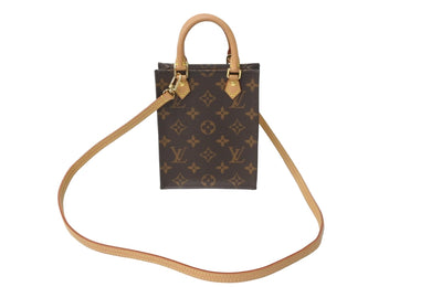 極美品 LOUIS VUITTON ルイヴィトン ショルダーバッグ M81295 プティットサックプラ モノグラム ブラウン ゴールド金具 中古 57362