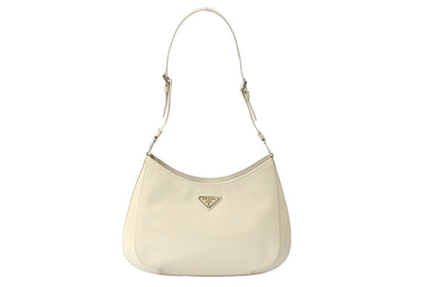 極美品 PRADA プラダ ショルダーバッグ 2WAY ハンドバッグ クレオ 1BC156 ベージュ レザー シルバー金具 中古 57391