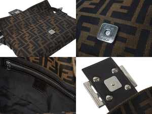 FENDI フェンディ ハンドバッグ アクセサリー ポーチ ズ柄ッカ マンマバケット ブラウン シルバー 美品 中古 57394 