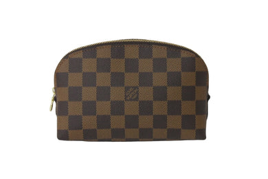 極美品 LOUIS VUITTON ルイヴィトン ポーチ N47516 ダミエ ポシェット コスメティック ブラウン ゴールド金具 中古 57400