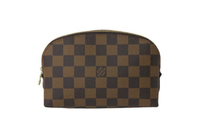 極美品 LOUIS VUITTON ルイヴィトン ポーチ N47516 ダミエ ポシェット コスメティック ブラウン ゴールド金具 中古 57400