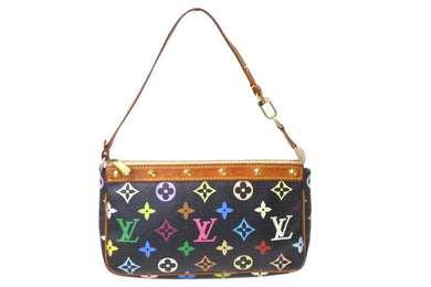 LOUIS VUITTON ルイヴィトン アクセサリーポーチ ポシェットアクセソワール モノグラムマルチ M92648 ゴールド金具 良品 中古 57401