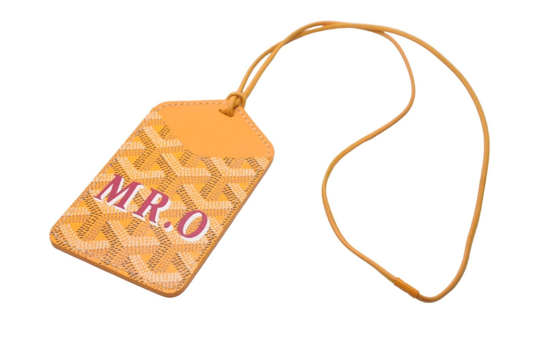 極美品 GOYARD ゴヤール カードケース ストラップ イエロー ヘリンボーン マーカージュ 中古 57403