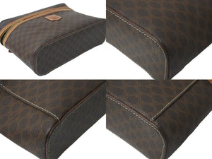 CELINE セリーヌ ハンドバッグ バニティバック マカダム柄 ブラウン 化粧ポーチ PVC レザー ゴールド金具 M93 良品 中古 57405