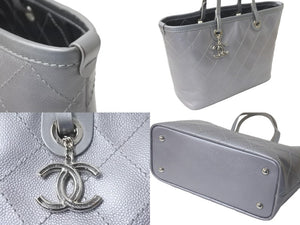 CHANEL シャネル トートバッグ シルバー ココマーク 20番台 キャビアスキン シルバー金具 美品 中古 57415