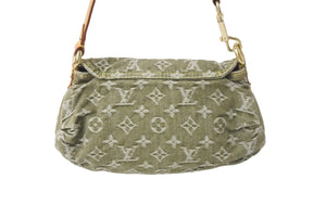 LOUIS VUITTON ルイヴィトン ハンドバッグ ミニプリーティ モノグラムデニム カーキ M95217 ゴールド金具 美品 中古 57417