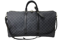 Load image into Gallery viewer, 極美品 LOUIS VUITTON ルイヴィトン ボストンバッグ キーポル55 ダミエ グラフィット N41413 ブラック シルバー金具 中古 57419